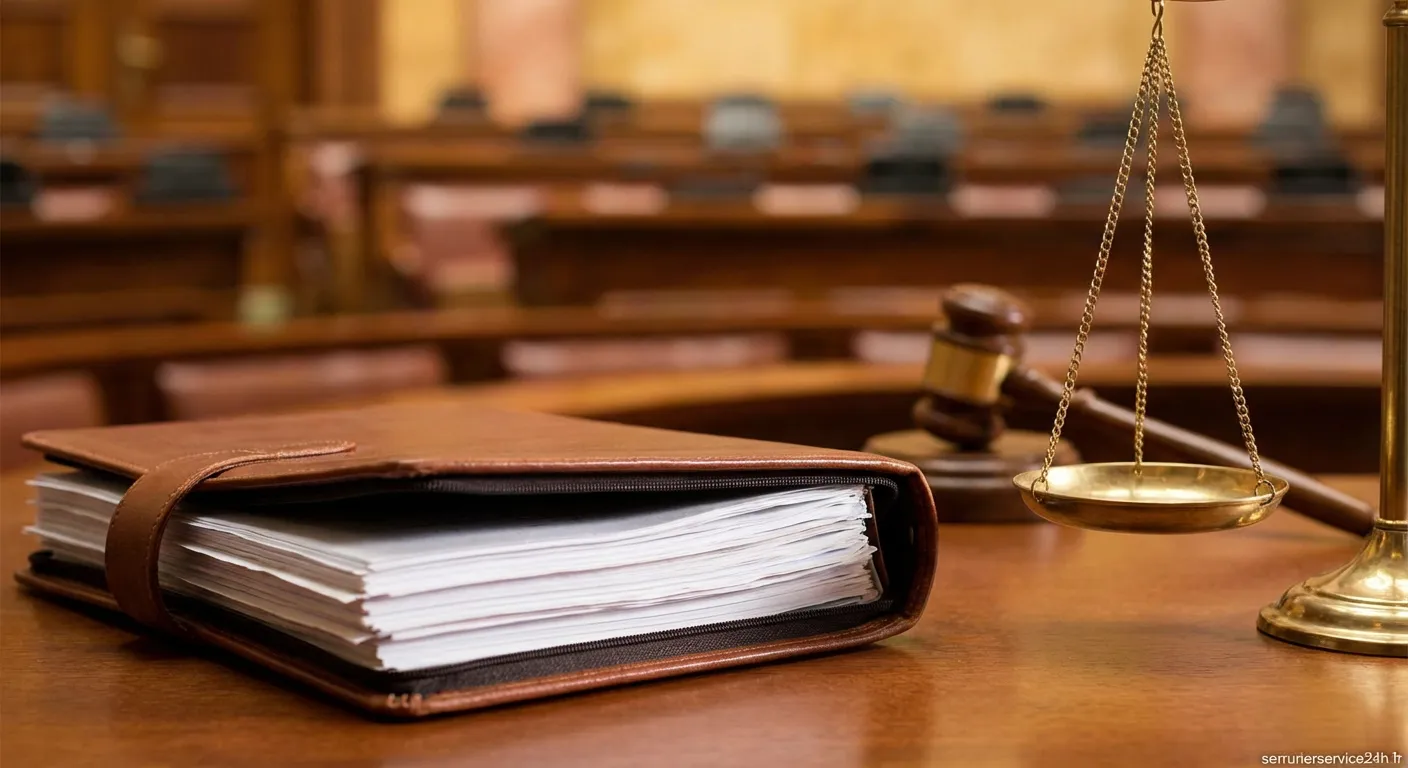 Marteau de juge et documents juridiques sur la charge de la preuve