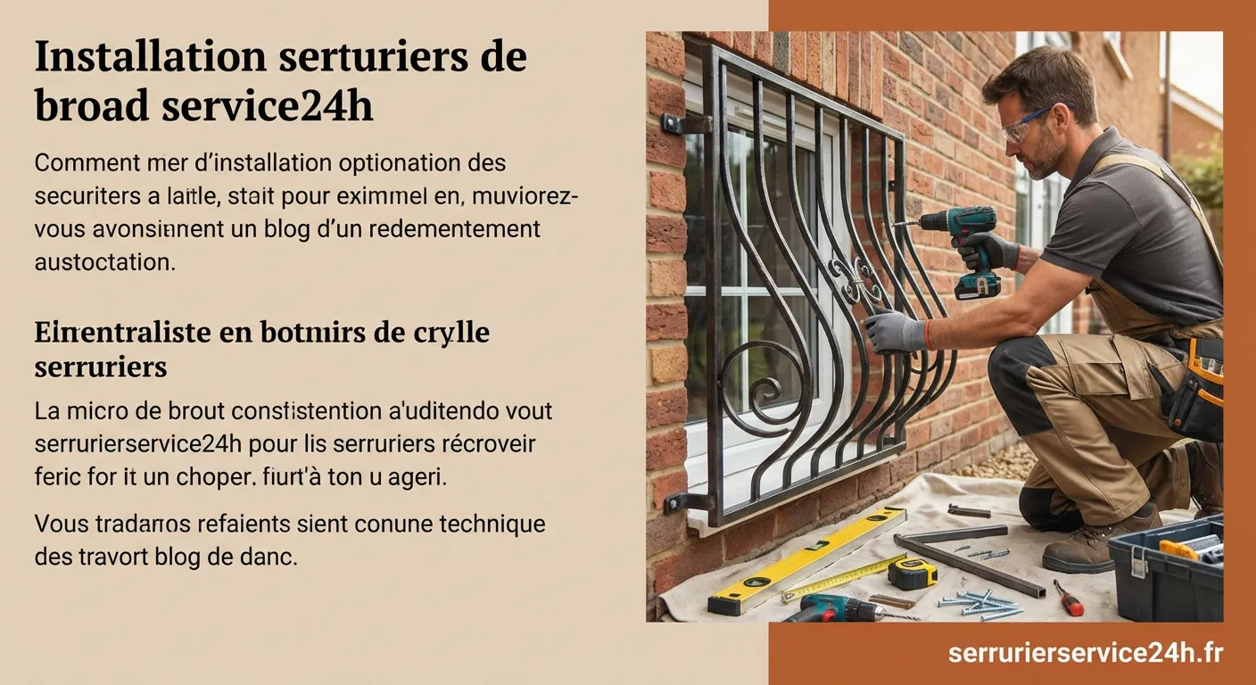 Installation d'une grille de protection métallique sur une fenêtre en béton