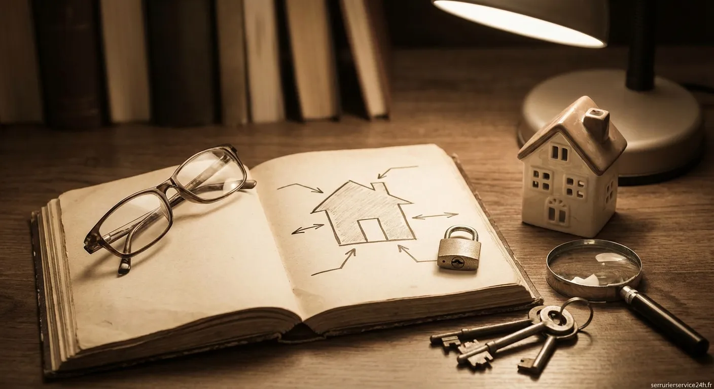 Silhouette d'un cambrioleur observant une maison la nuit