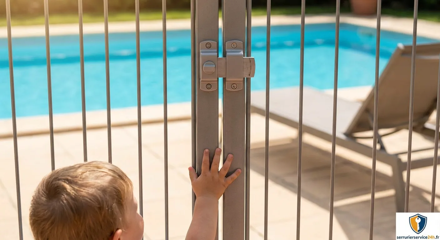 Serrure pour portillon de piscine norme sécurité enfant mécanisme magnétique